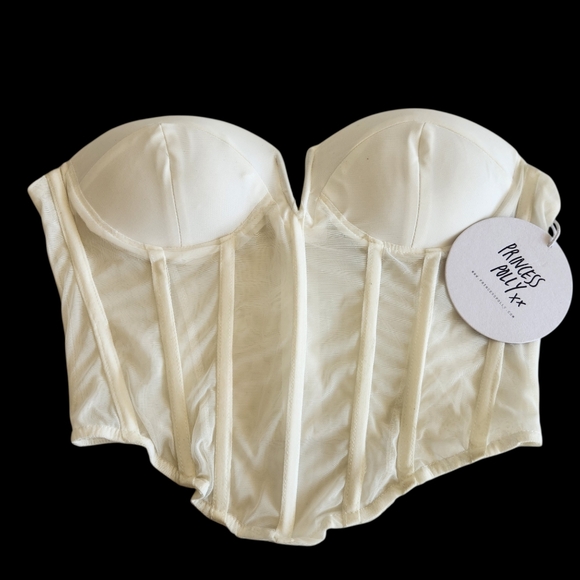 NWT Princess Polly Bustier Corset Top Ivory/White Mesh Boned Festival Top Size 6 - Picture 5 of 13